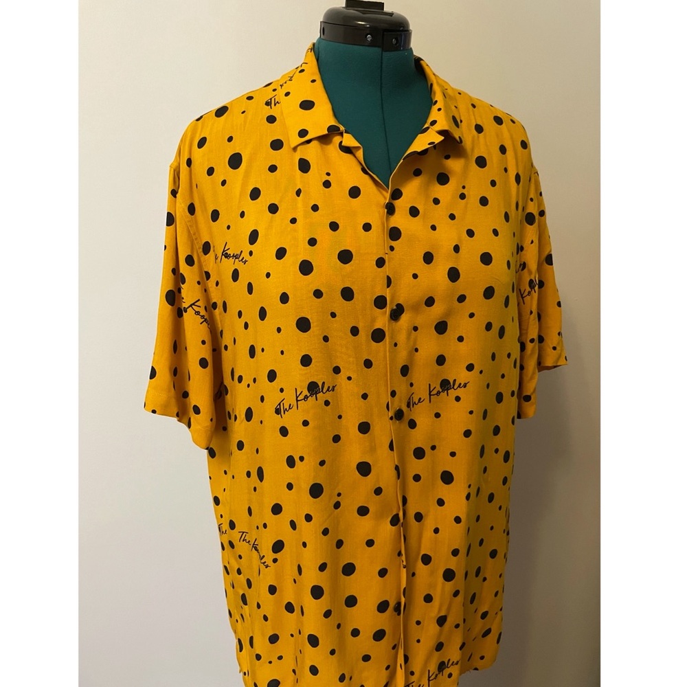 The Kooples Yellow Logo Polka Dot  Revere Shirt
